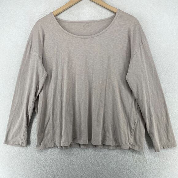 EILEEN FISHER GARNET HILL Top S Sleepwear Pajama Slub Organic Cotton Jersey Gray - Picture 1 of 11